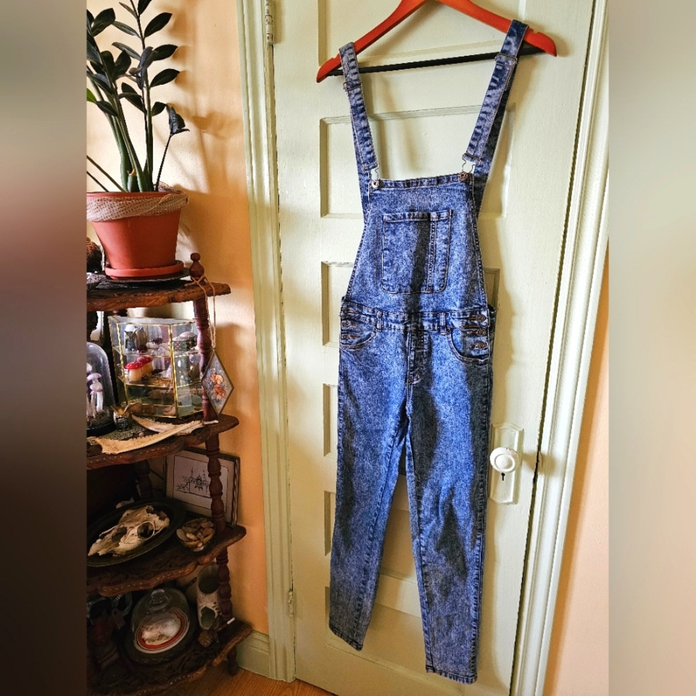 Parasuco acid wash overalls skinny fit blue vintage Y2K 90s